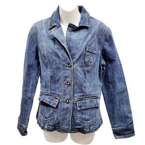 2/$20 Style & Co Blue Buttons Down Blue Denim Jacket Size: Small